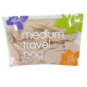 Bloomingdale's clear Medium Travel Bag cosmetics case Hawaii orange green white